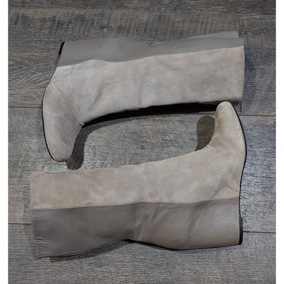 Enzo Angiolini Eabaki Wedge Boots Gray Suede Leather Women 7.5 - Picture 3 of 13